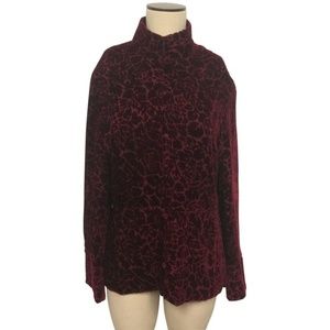 New Size Large Burgundy Rose Floral Velvet Jacket